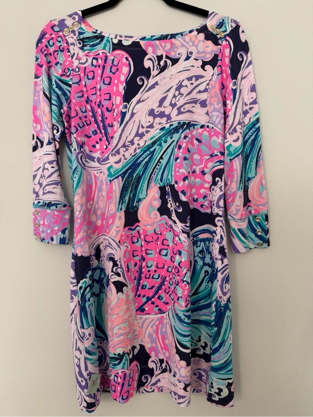 Lilly Pulitzer Tana Shift Dress Water Ya Waiting For Print Size S - Picture 2 of 8